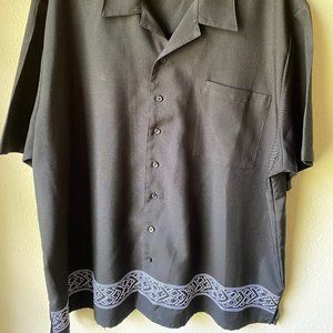 Irvine Park Black w/ White Embroidery Cuban Cigar Button Top Shirt size 3XL